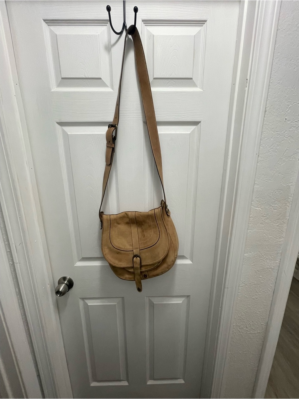 Tan Leather Crossbody Saddle Bag - Women